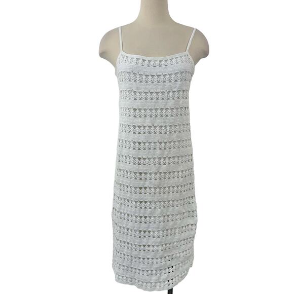 Ralph Lauren Crochet Knitted Slip Dress Knee-Length White L - Picture 1 of 11